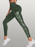 Athletic Outdoor Butt-lifting Mesh-panel Spliced Tights With Pockets