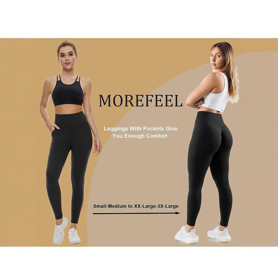 Women's Pocket Soft Belly Contracting High Elastic Slim High Waist Leggings