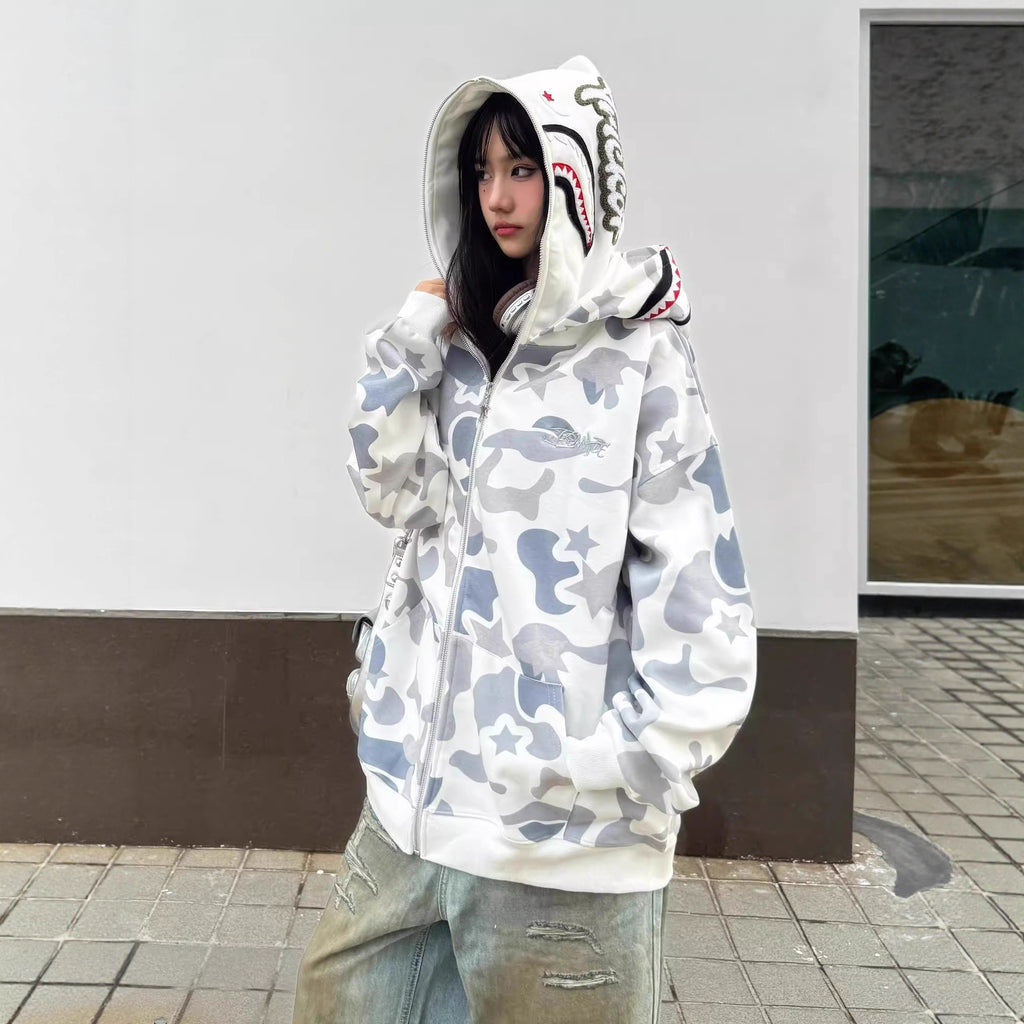 Couples Loose-Fit Dual-Zip Cardigan Hoodie Trendy